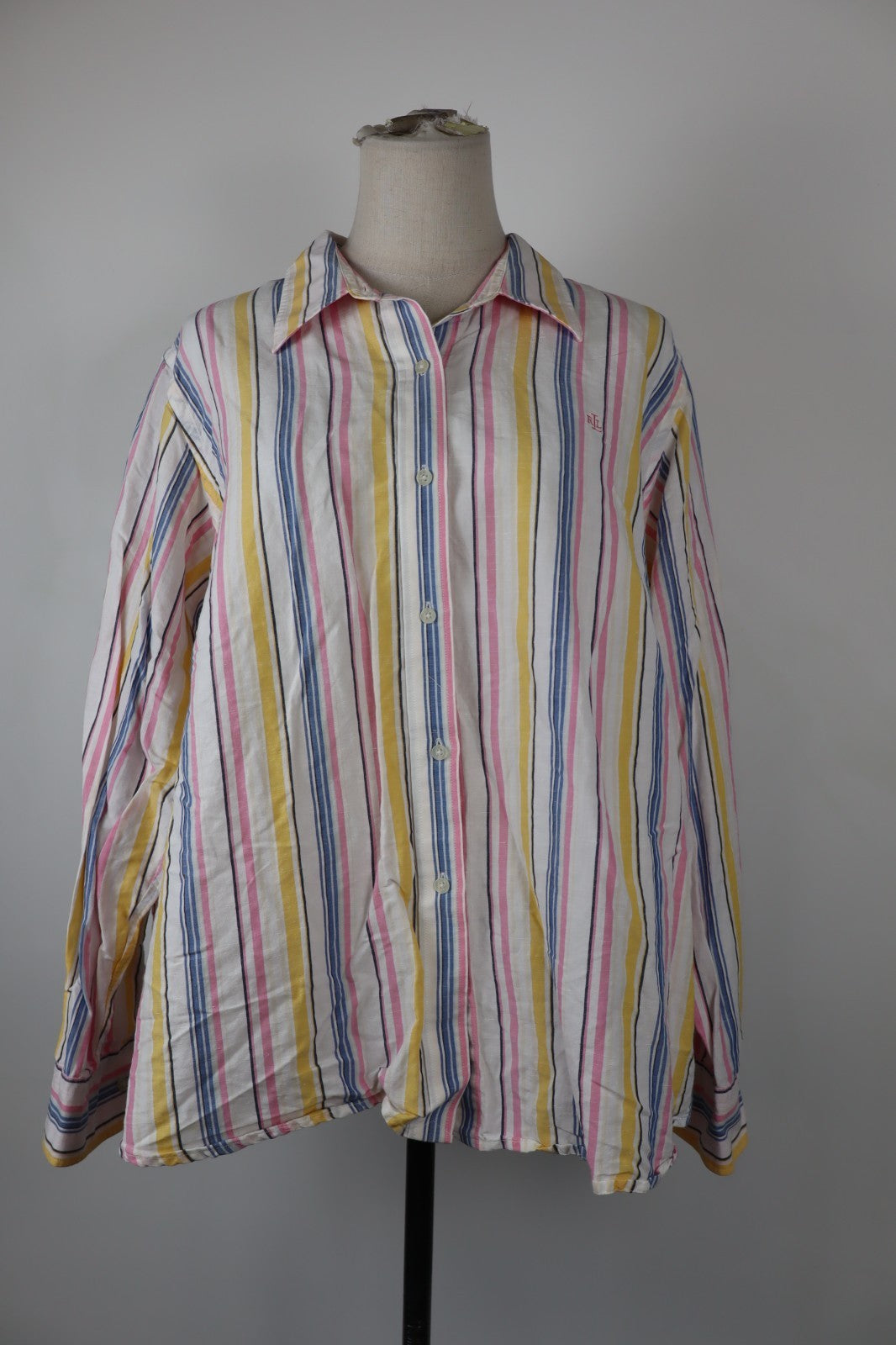 RALPH LAUREN CAMICIA DONNA TG. XL WOMAN SHIRT CASUAL VINTAGE  BLUSA LINO COTONE
