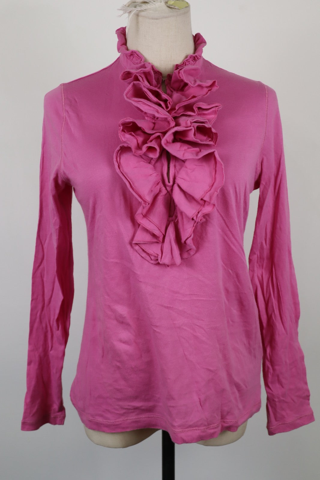 LAUREN RALPH LAUREN DONNA MAGLIA COTONE TG. M COTTON SHIRT CASUAL VINTAGE ROUCHE
