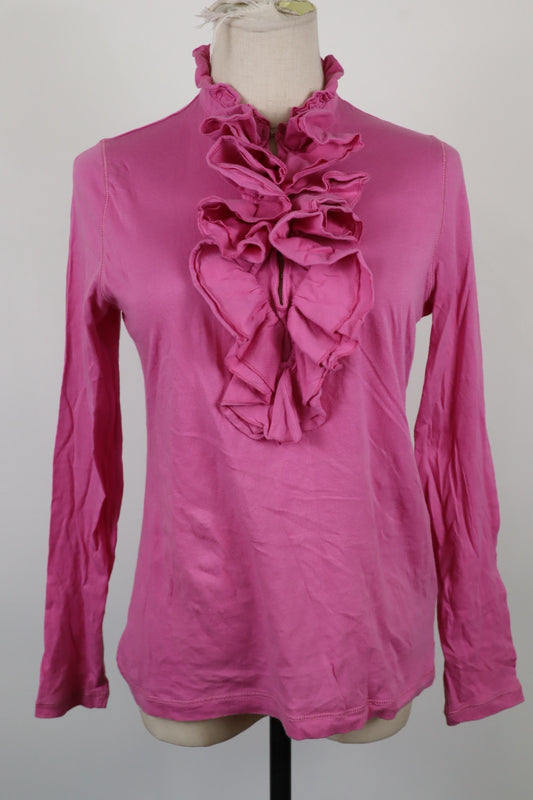 LAUREN RALPH LAUREN DONNA MAGLIA COTONE TG. M COTTON SHIRT CASUAL VINTAGE ROUCHE
