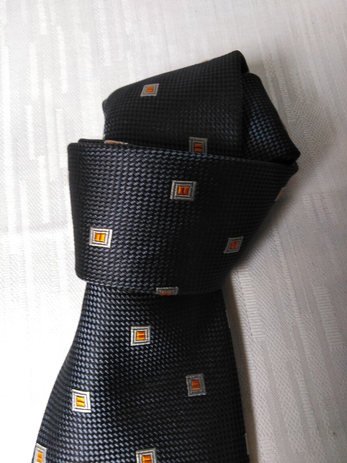 LUCIO LAMBERTI 100%  SILK TIE SETA CRAVATTA SELF TIPPED NECKTIE MADE ITALY