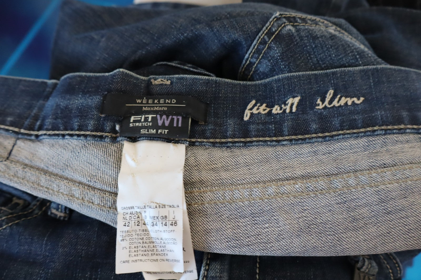 WEEKEND MAX MARA PANTALONE JEANS DONNA 46 SLIM WOMAN VINTAGE PANTS CASUAL DENIM