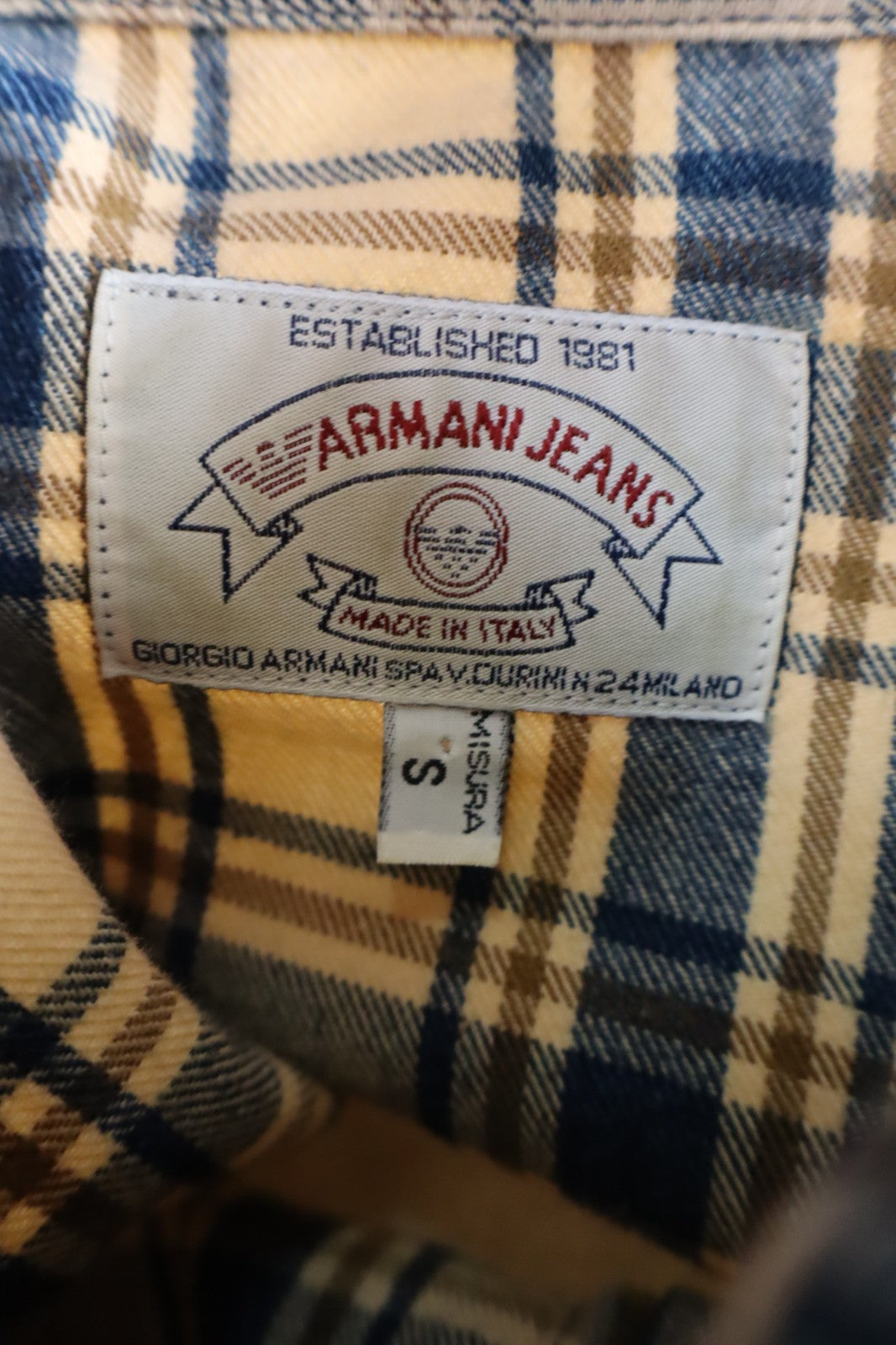 ARMANI JEANS CAMICIA COTONE SHIRT UOMO Tg S MAN VINTAGE CASUAL COTTON