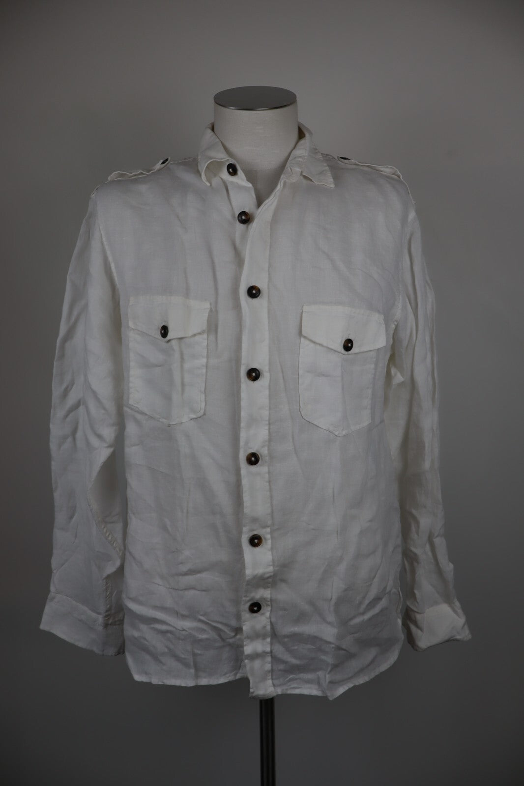 LIU JO CAMICIA UOMO LINO TG. 16 41 MAN CASUAL VINTAGE LINEN SHIRT BIANCO BOTTONI