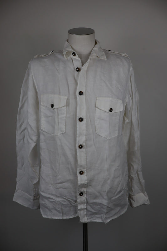 LIU JO CAMICIA UOMO LINO TG. 16 41 MAN CASUAL VINTAGE LINEN SHIRT BIANCO BOTTONI