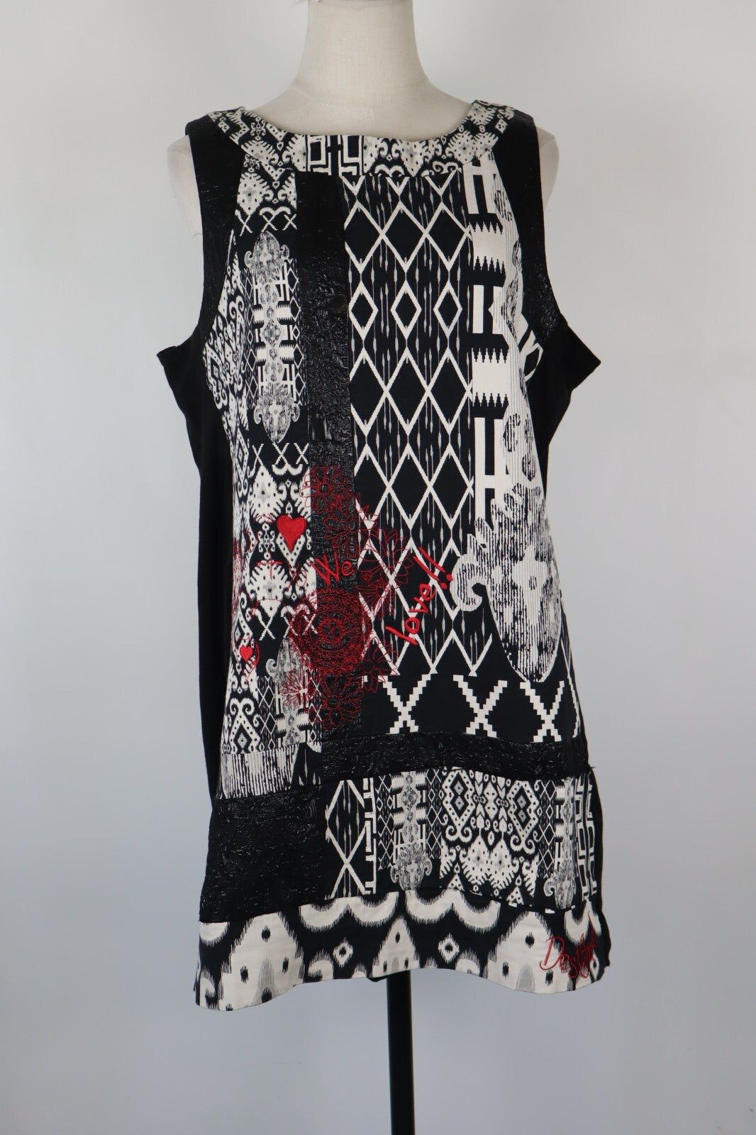 DESIGUAL VESTITO ABITO DONNA TG. L WOMAN CASUAL VINTAGE DRESS VARIOPINTO