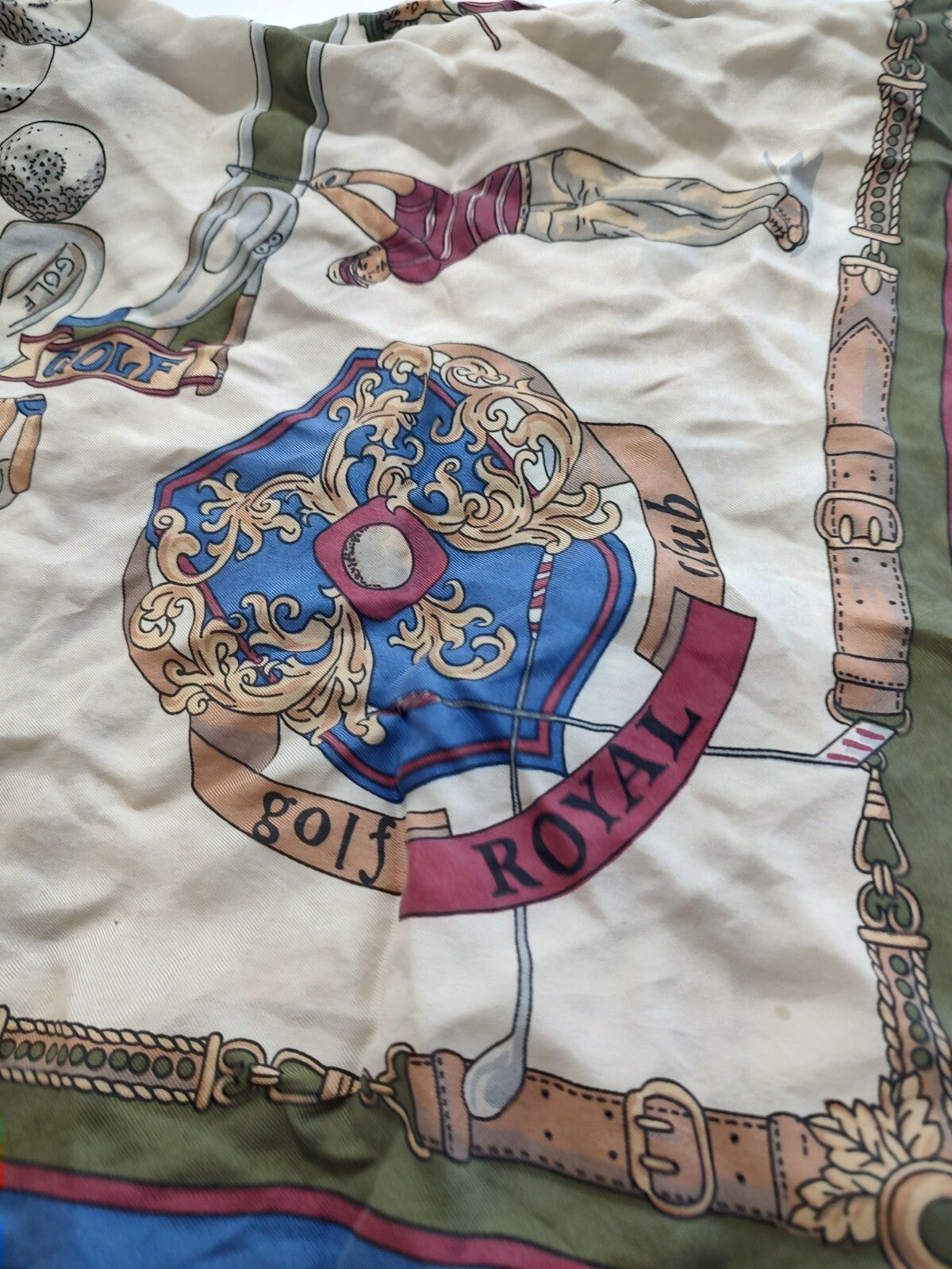 GOLF ROYAL CLUB FOULARD 100% SILK SETA SCARVES SCARF SQUARE MADE IN ITALY UNISEX