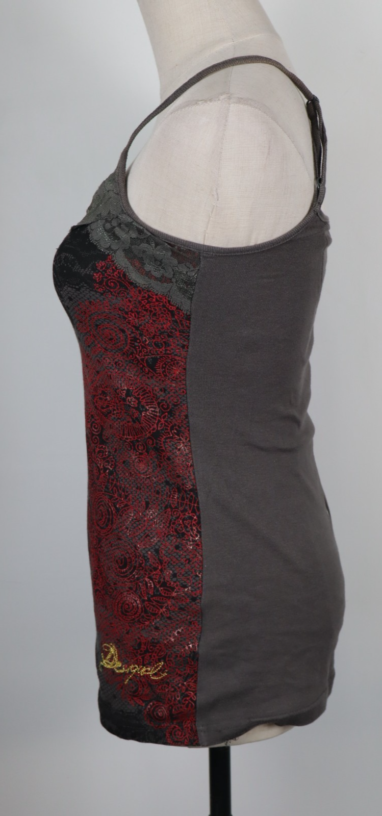 DESIGUAL MAGLIA DONNA TG. XS CANOTTA PIZZO WOMAN CASUAL VINTAGE TOP