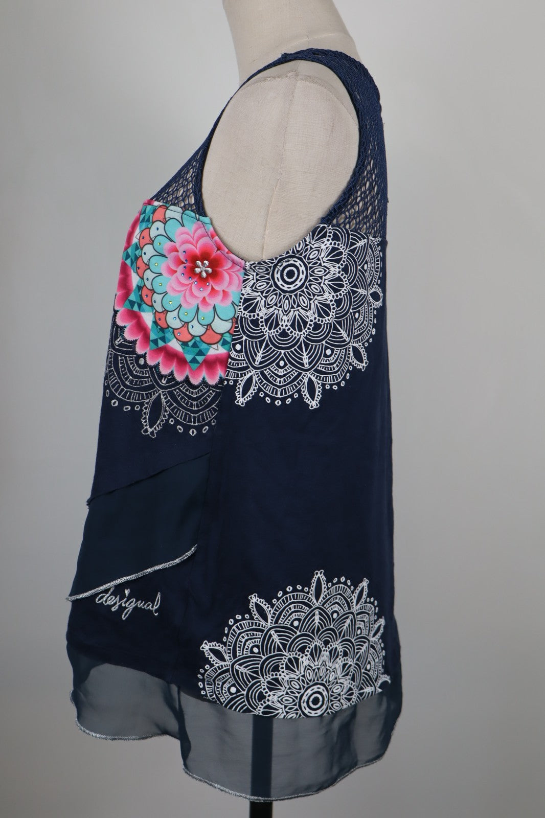 DESIGUAL MAGLIA DONNA TG. L WOMAN CASUAL VINTAGE T-SHIRT COTONE