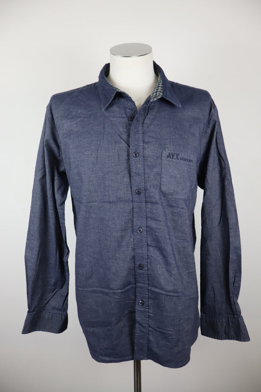 AVX AVIREX CAMICIA UOMO TG. XL MAN CASUAL VINTAGE SHIRT COTONE COTTON TASCA LOGO