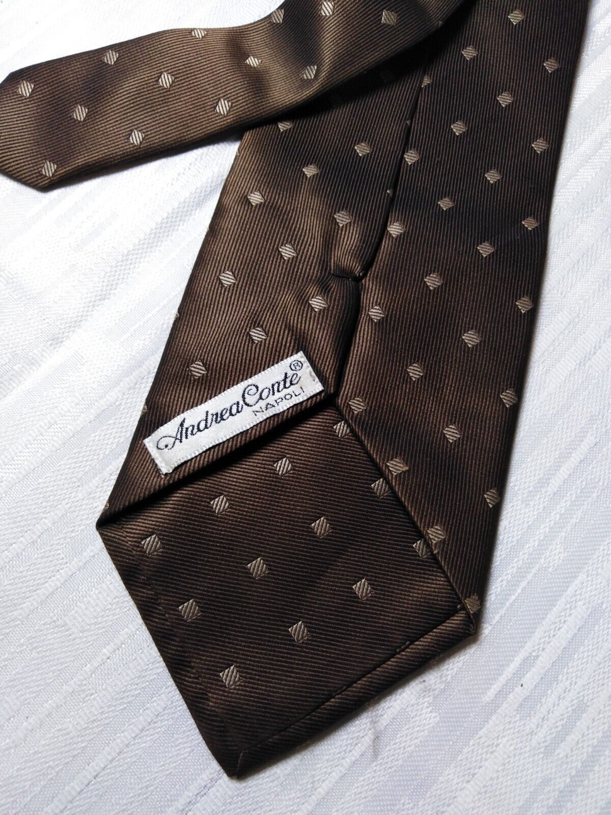 ANDREA CONTE NAPOLI 100% SILK TIE SETA CRAVATTA SELF TIPPED NECKTIE MADE ITALY