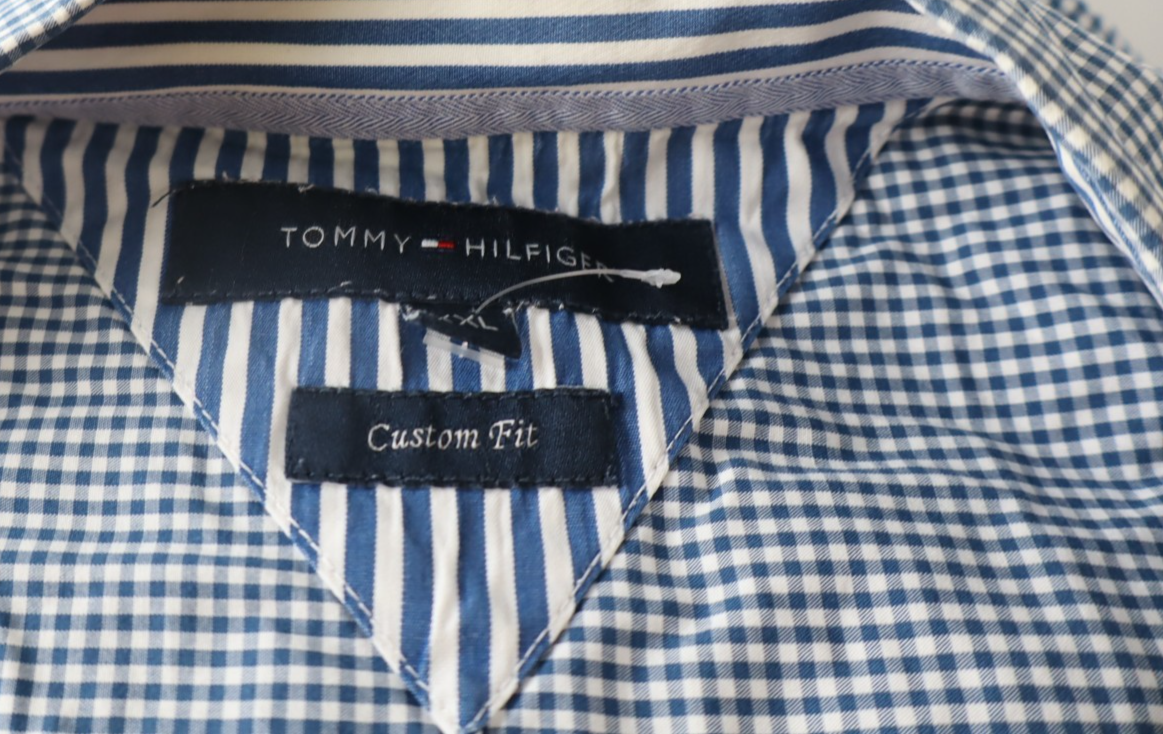 TOMMY HILFIGER CAMICIA UOMO TG 2XL MAN CASUAL VINTAGE SHIRT COTONE MANICA LUNGA