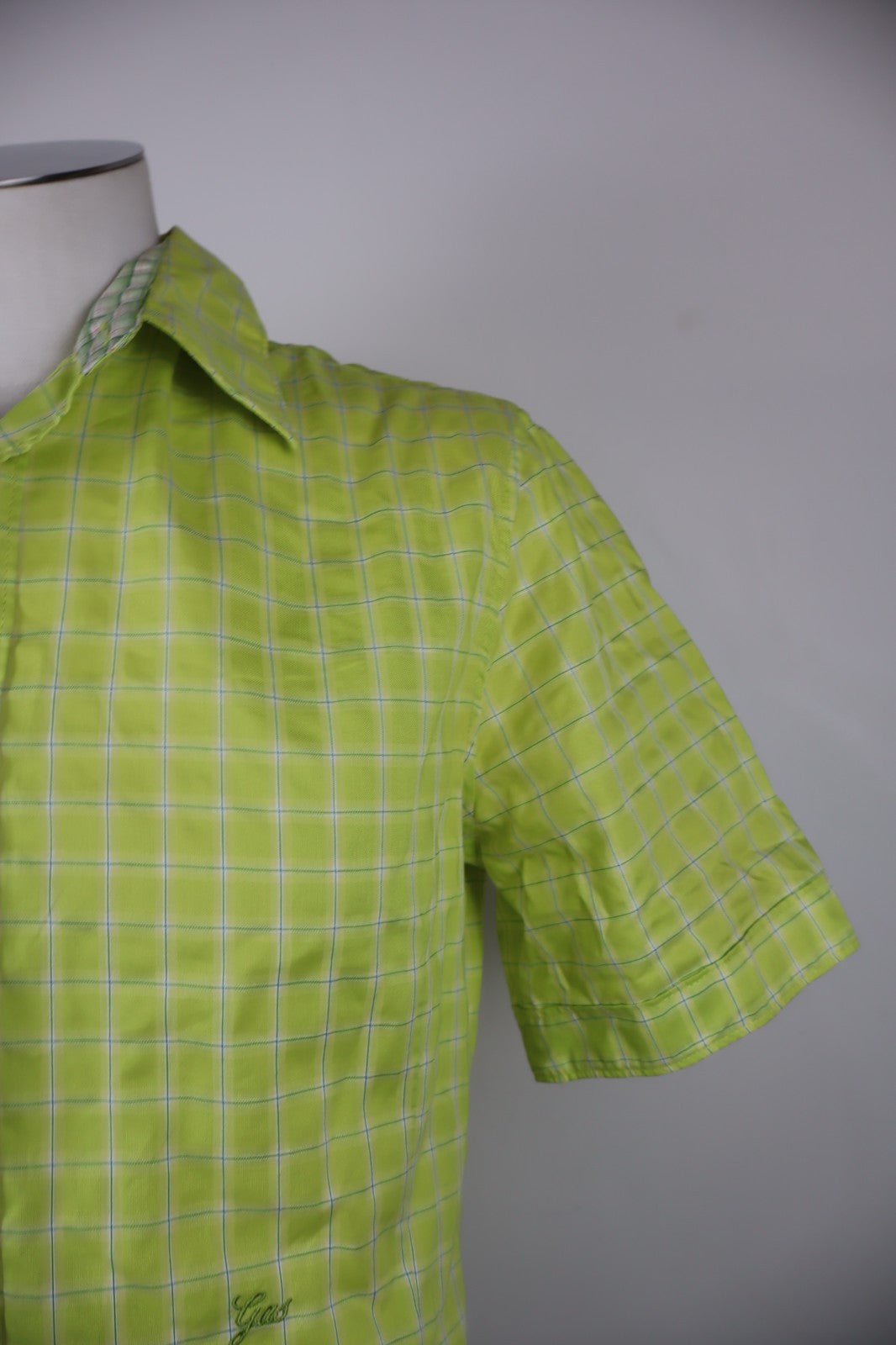 GAS CAMICIA UOMO TG. 15 37 MAN CASUAL VINTAGE MAN COTONE COTTON VERDE LOGO