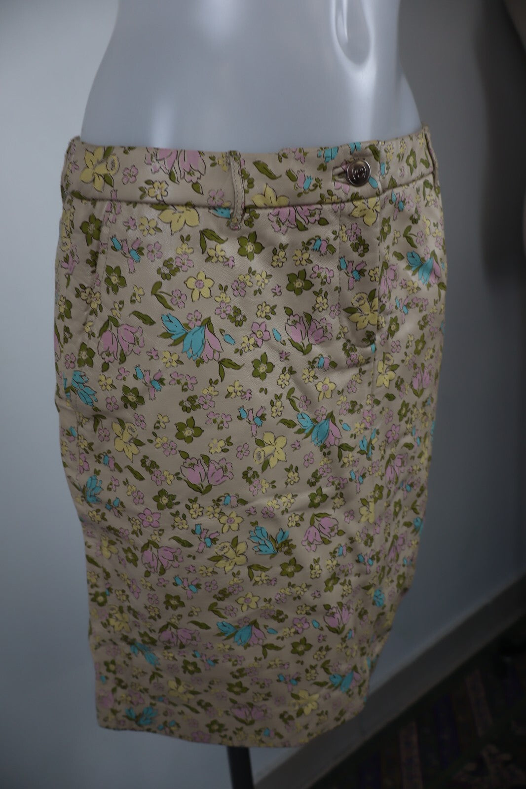CACHAREL GONNA DONNA WOMAN SKIRT Tg. 44 VINTAGE CASUAL PELLE CUOIO