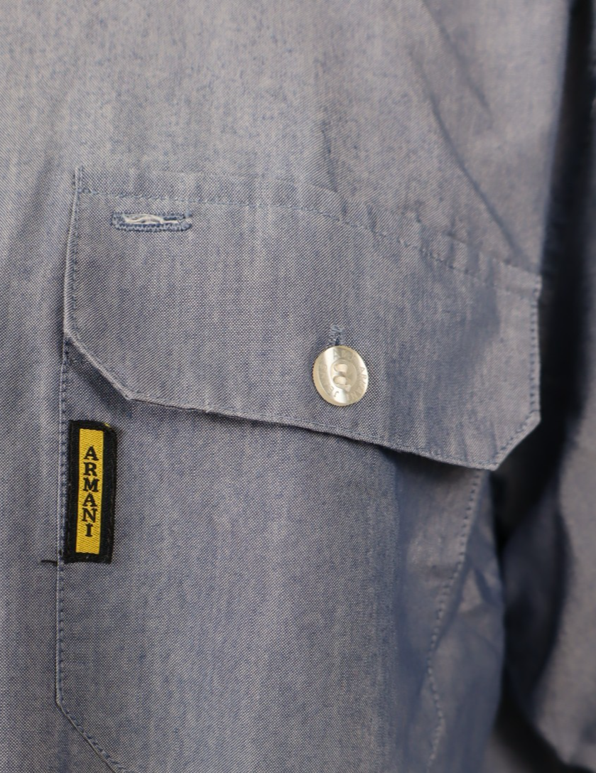 AJ ARMANI JEANS CAMICIA UOMO COTONE TG. L MAN CASUAL VINTAGE COTTON SHIRT TASCHE