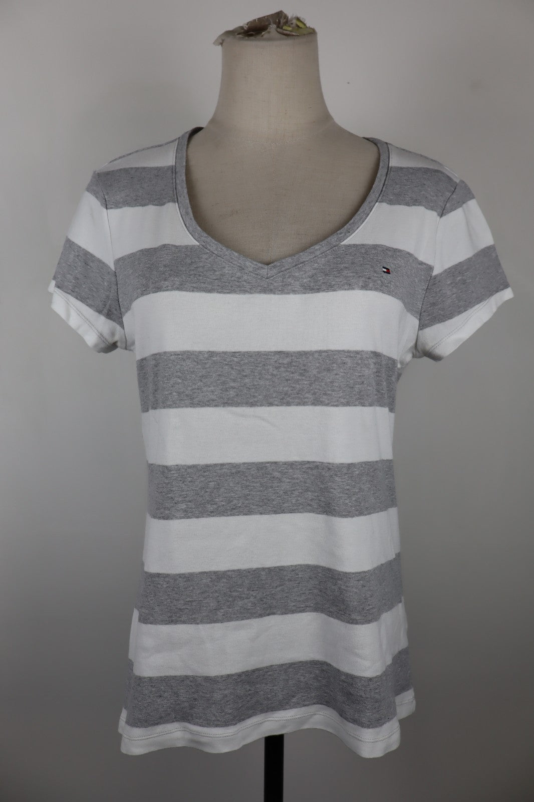 TOMMY HILFIGER MAGLIA COTONE DONNA TG. L WOMAN CASUAL VINTAGE T-SHIRT A RIGHE