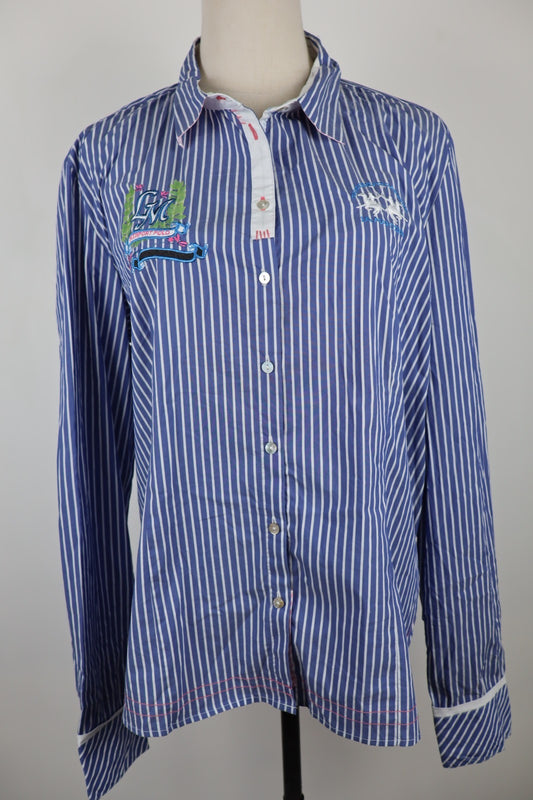 LA MARTINA CAMICIA BLUSA DONNA TG. 6 WOMAN SHIRT CASUAL VINTAGE BIG LOGO RIGHE