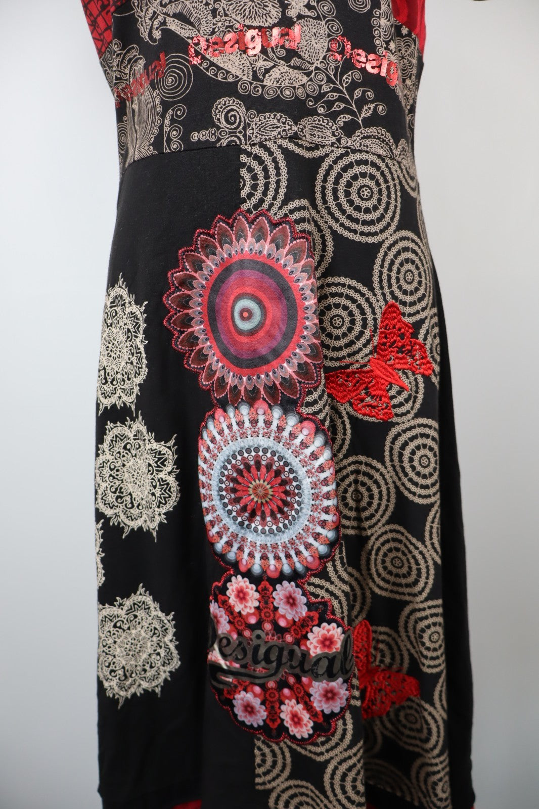 DESIGUAL  VESTITO ABITO DONNA TG.  L  SHORT WOMAN CASUAL VINTAGE DRESS