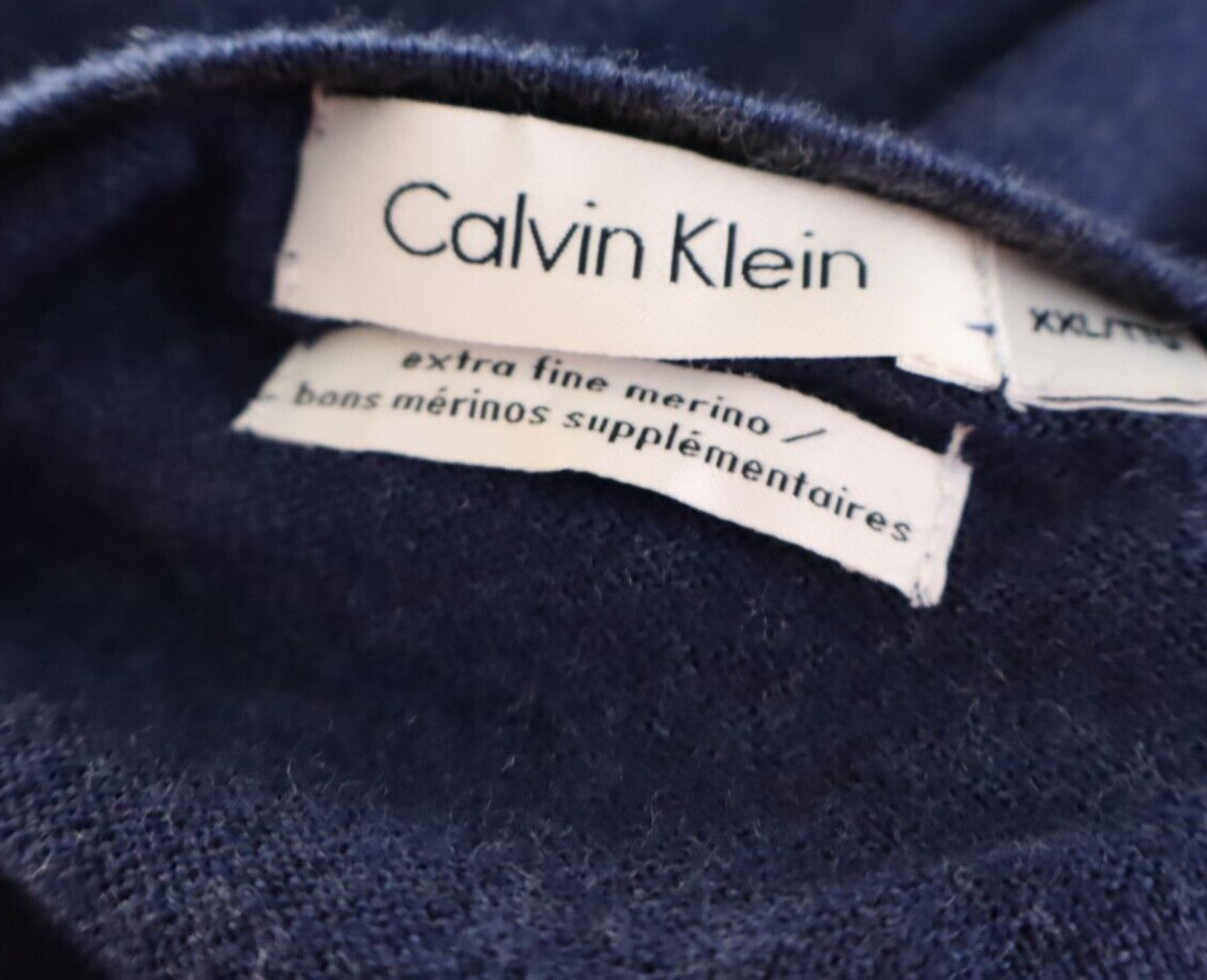 CALVIN KLEIN MAGLIONE MAGLIA LANA MERINOS VINTAGE UOMO Tg 2XL MAN SWEATER CASUAL
