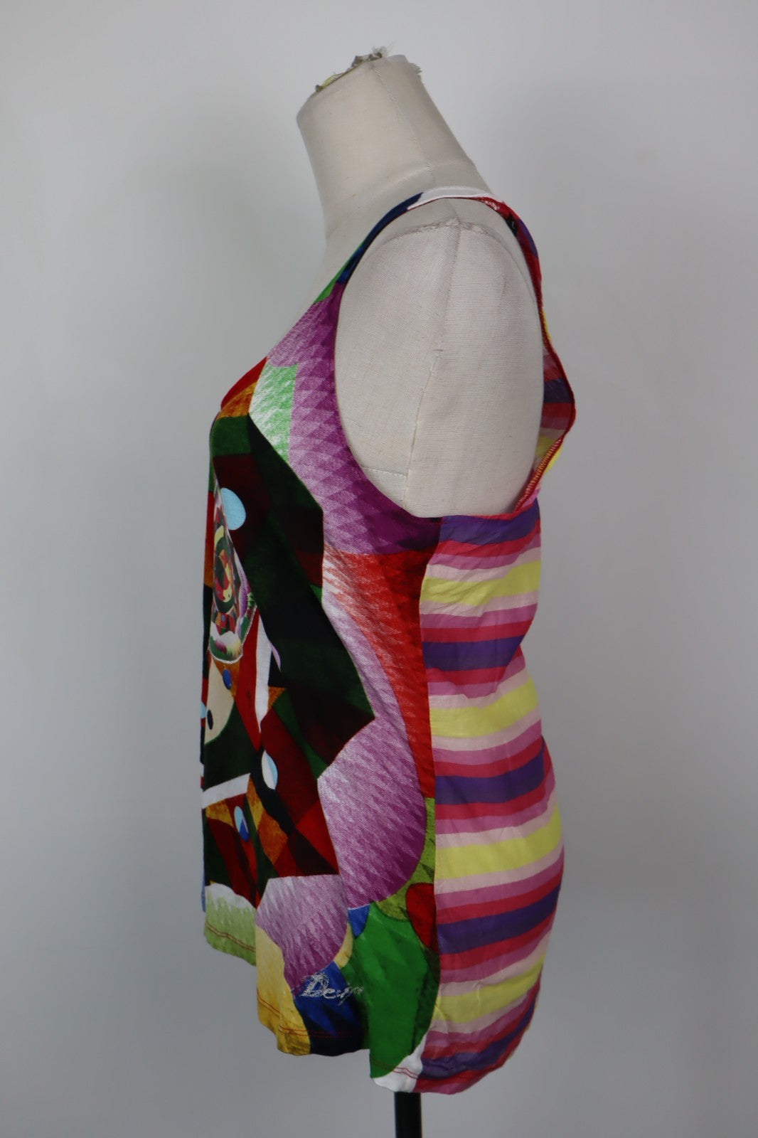 DESIGUAL MAGLIA DONNA TG. L WOMAN CASUAL VINTAGE T-SHIRT  TOP CANOTTA