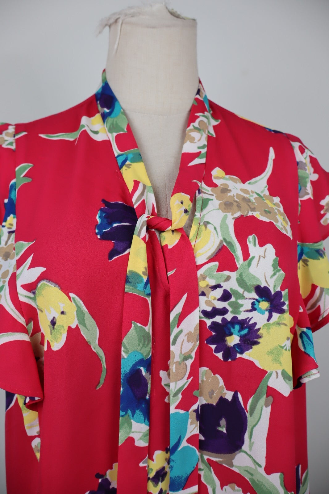 RALPH LAUREN MAGLIA DONNA TG. L WOMAN CASUAL T-SHIRT VINTAGE FLOREALE NYLON