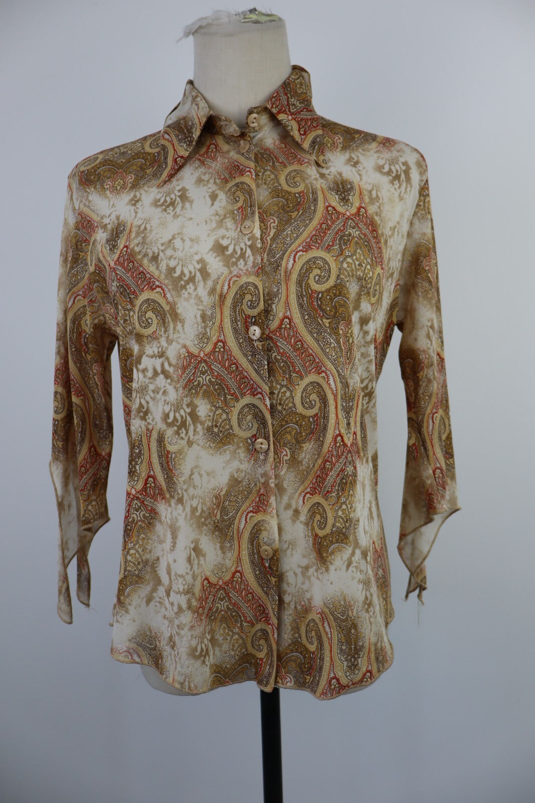 CAMICIA DONNA TG 42 WOMAN SHIRT FUNKY ESTETICO CHIC PATCHWORK VINTAGE Y2K 2000'S