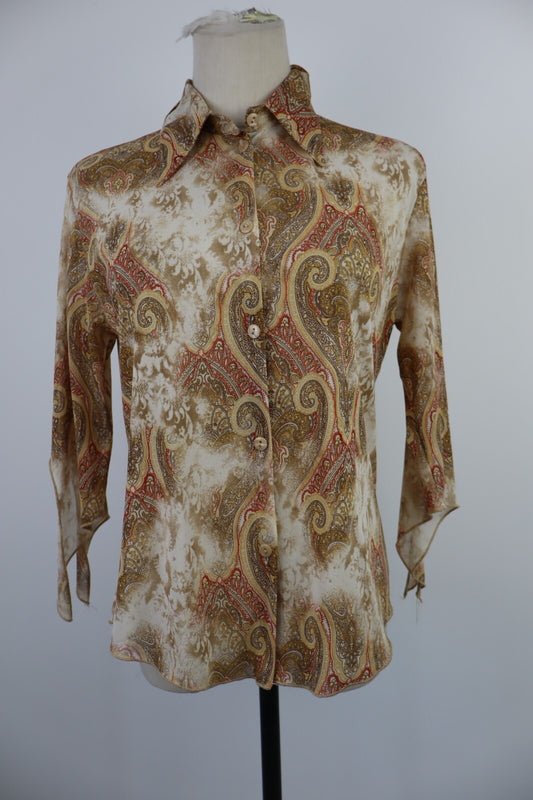 CAMICIA DONNA TG 42 WOMAN SHIRT FUNKY ESTETICO CHIC PATCHWORK VINTAGE Y2K 2000'S