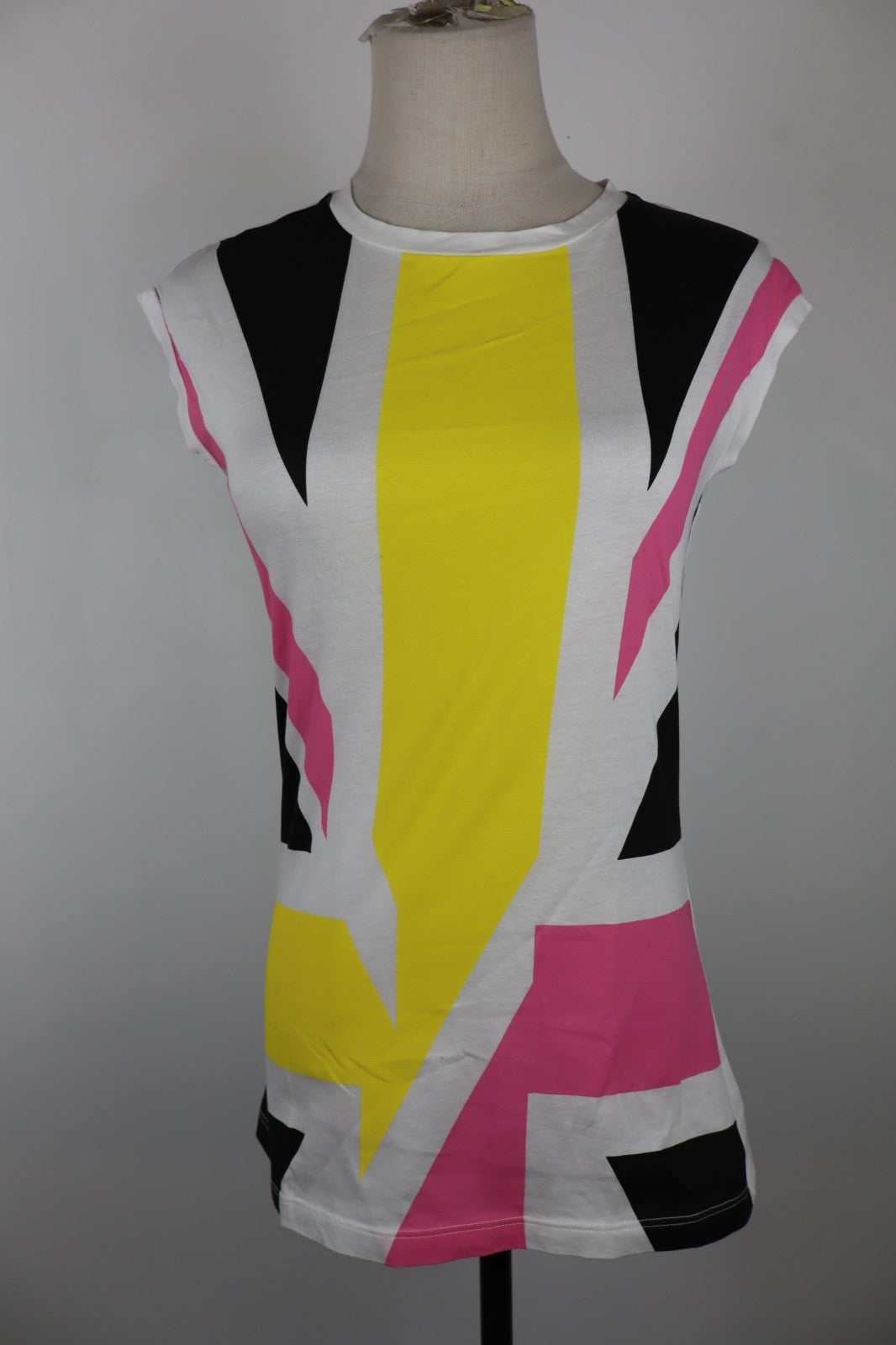 BIKKEMBERGS MAGLIA SMANICATA DONNA TG. S WOMAN CASUAL VINTAGE T-SHIRT TOP COTONE