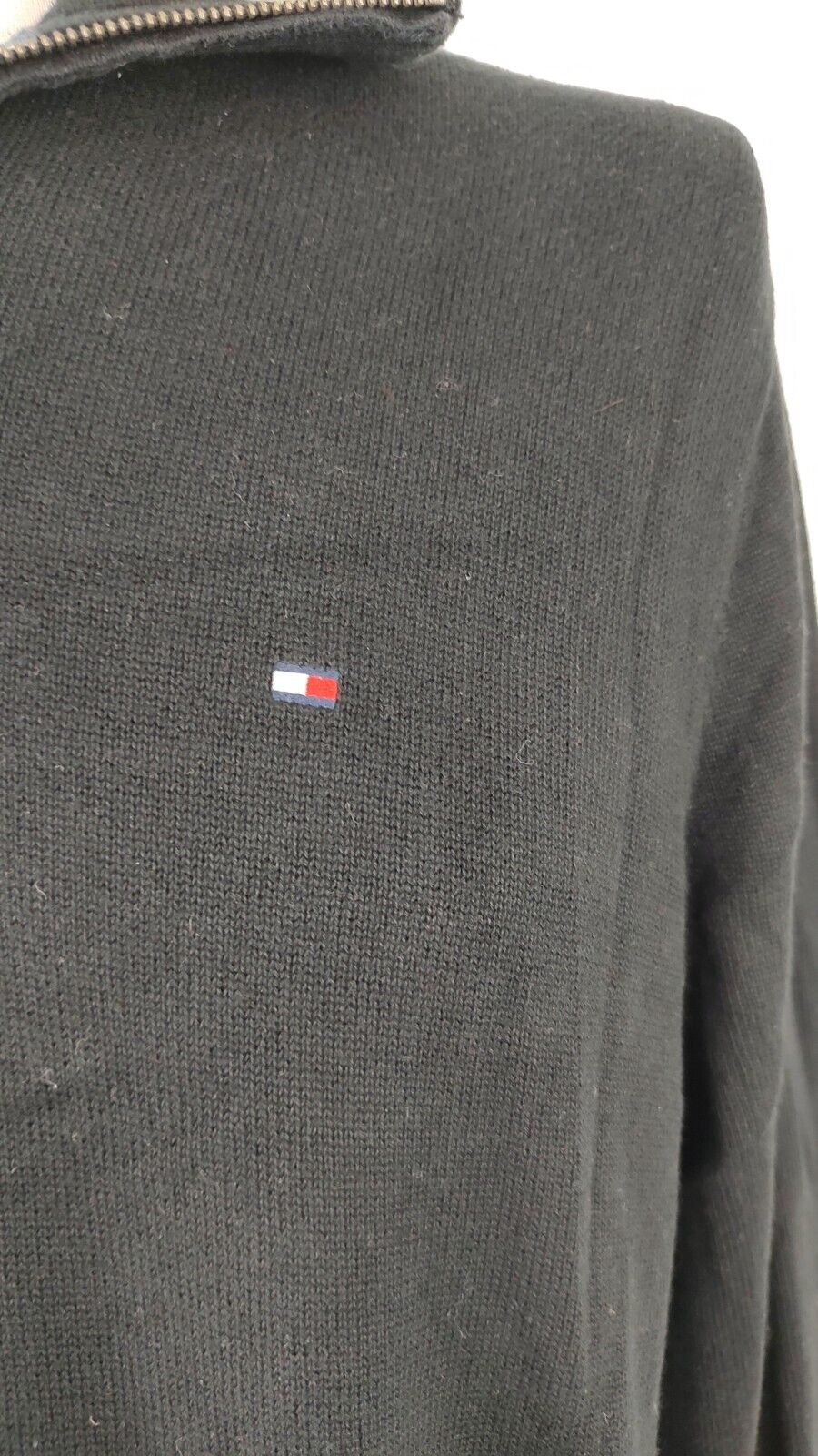 TOMMY HILFIGER MAGLIONE CON ZIP COTONE VINTAGE UOMO Tg. L MAN SWEATER CASUAL