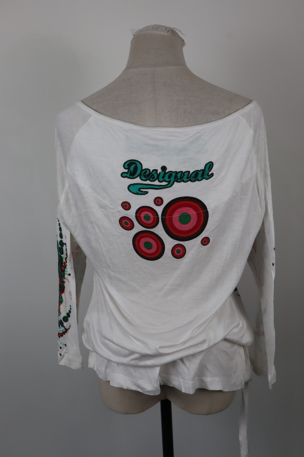 DESIGUAL MAGLIA DONNA TG. L WOMAN T-SHIRT CASUAL VINTAGE COULISSE