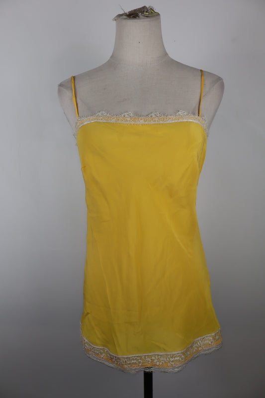 LIU JO MAGLIA CANOTTA DONNA TG. 42 WOMAN CASUAL VINTAGE T-SHIRT TOP SETA GIALLO