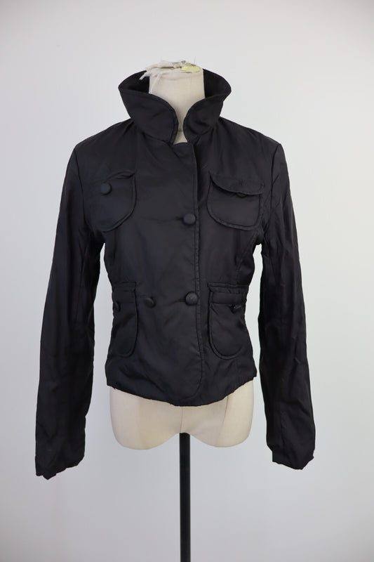GIUBBINO MINIMALISTA SATINATO NYLON GIACCA DONNA TG M WOMAN JACKET Y2K 2000'S