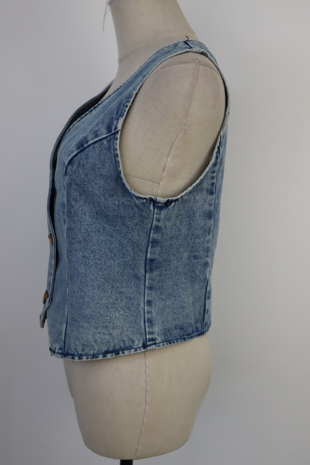 GIUBBINO JEANS GILLET SMANICATO DONNA M JACKET DENIM GRUNGE 90'MUSIC Y2K 2000'S