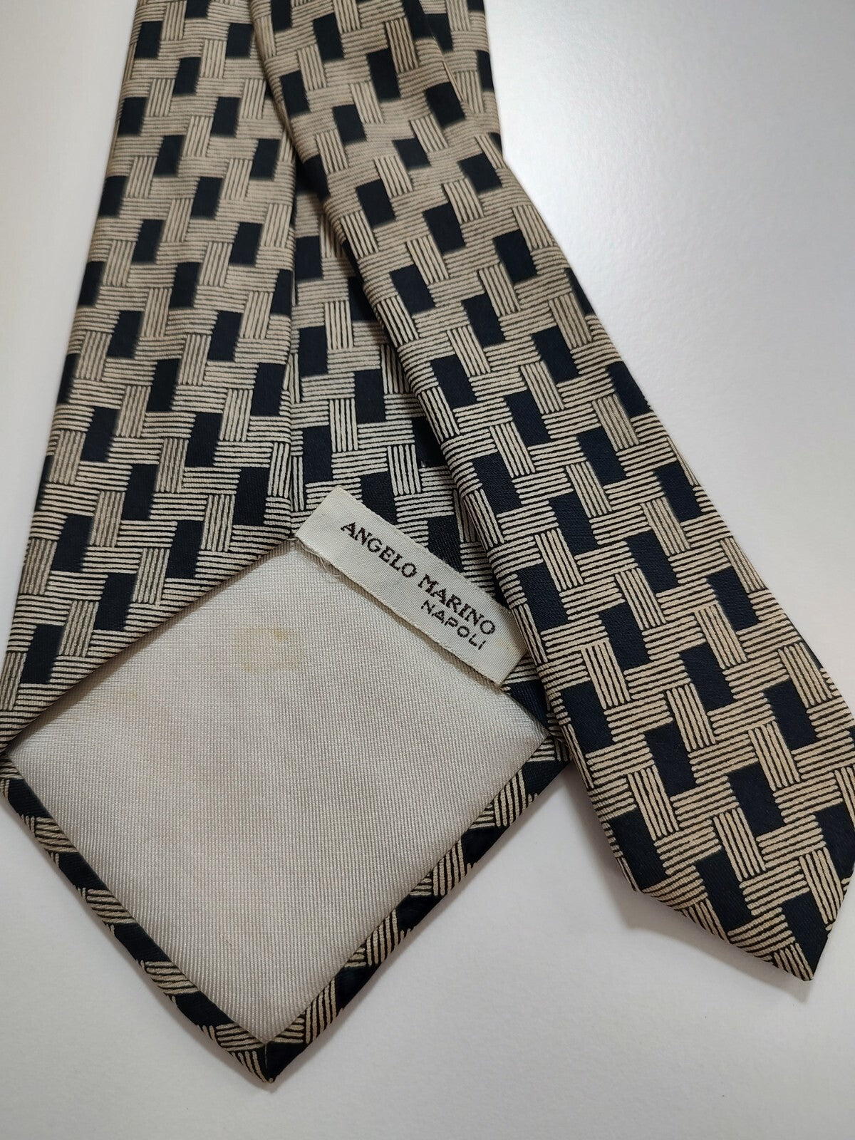 ANGELO MARINO NAPOLI 100% SILK TIE SETA CRAVATTA NECKTIE MADE IN ITALY CLASSIC