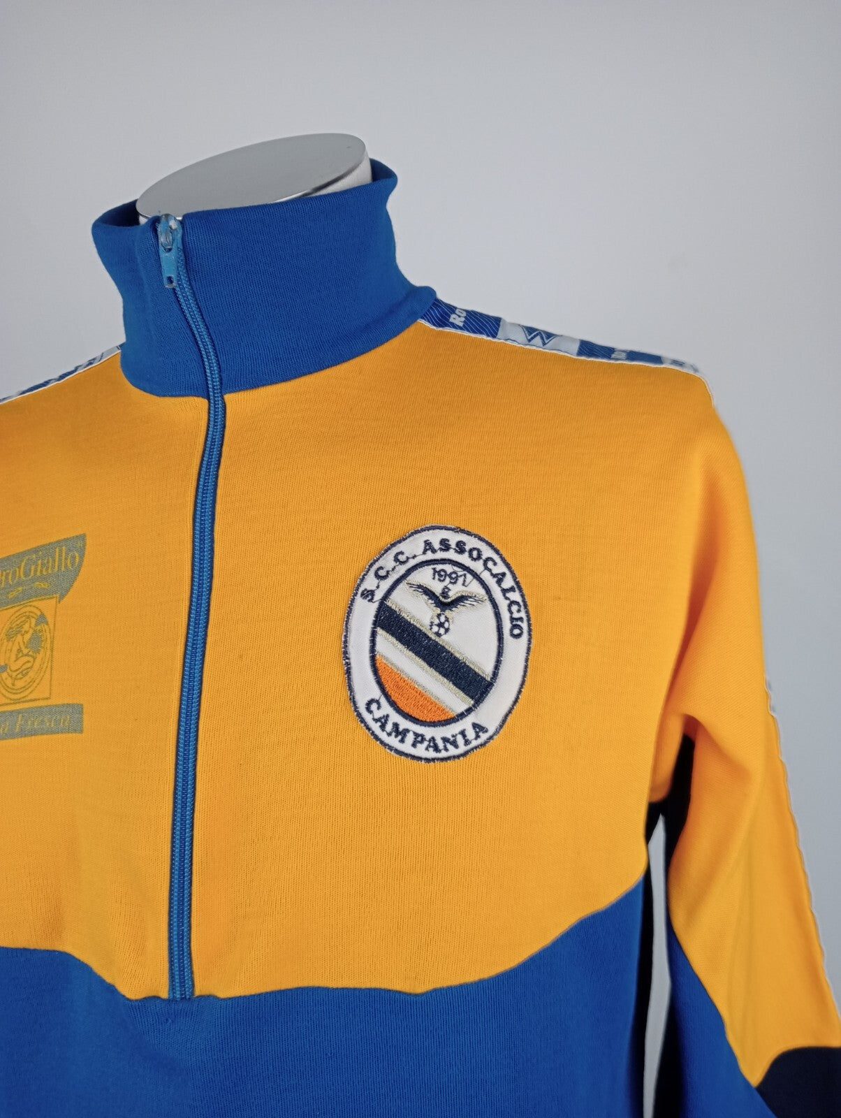 SCC ASSOCALCIO CAMPANIA FELPA MAGLIA ZIP SPORT CALCIO UOMO L MAN VINTAGE JACKET