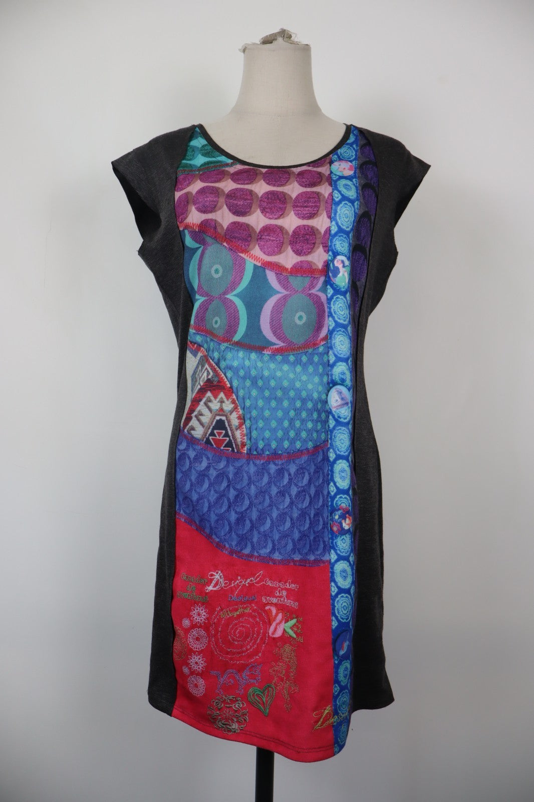 DESIGUAL VESTITO DONNA TG. L WOMAN CASUAL VINTAGE DRESS COTONE