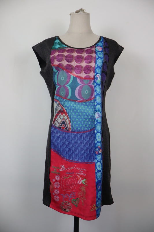 DESIGUAL VESTITO DONNA TG. L WOMAN CASUAL VINTAGE DRESS COTONE