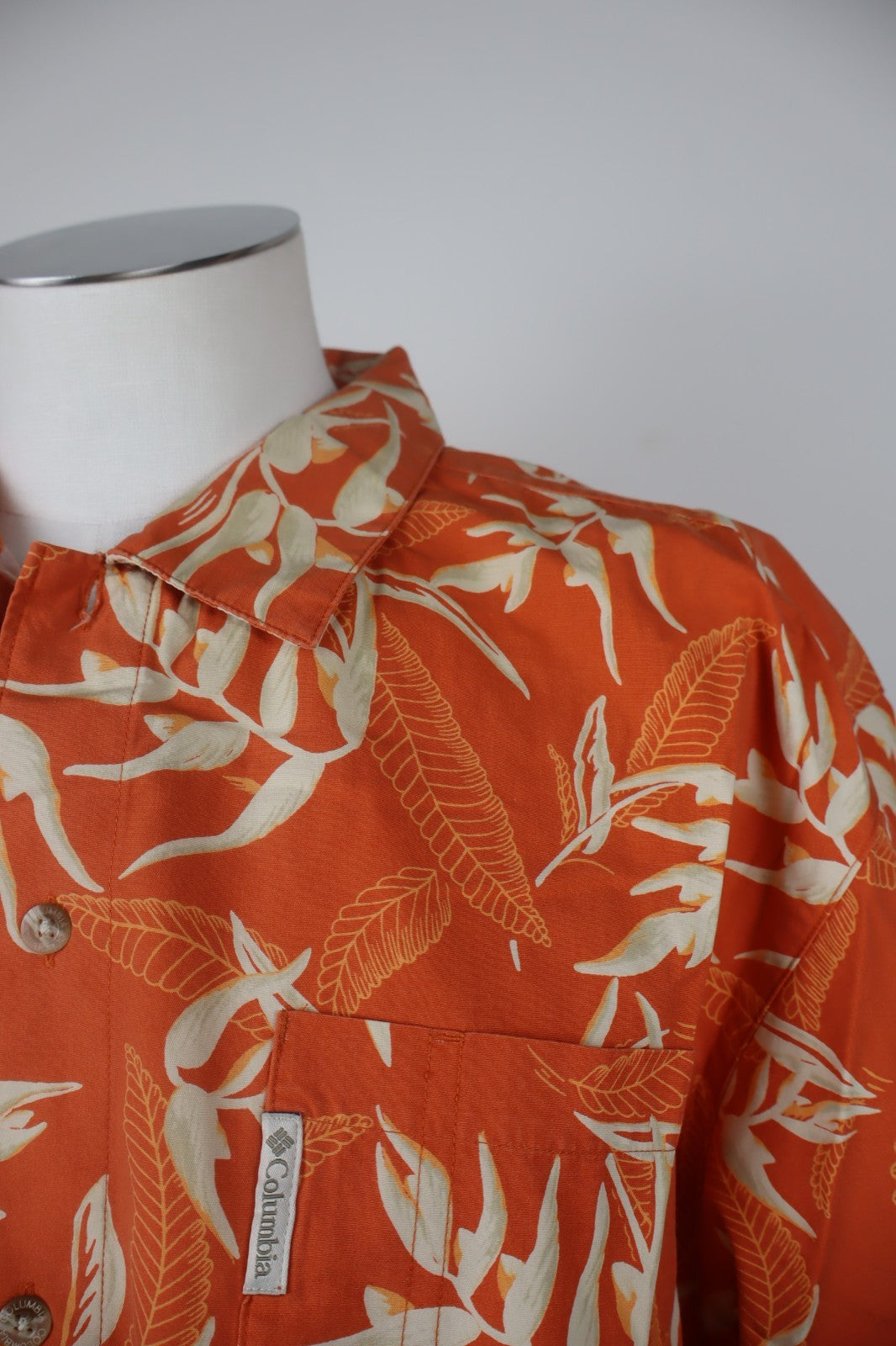 COLUMBIA CAMICIA MEZZA MANICA UOMO COTONE L MAN CASUAL VINTAGE COTTON SHIRT LOGO