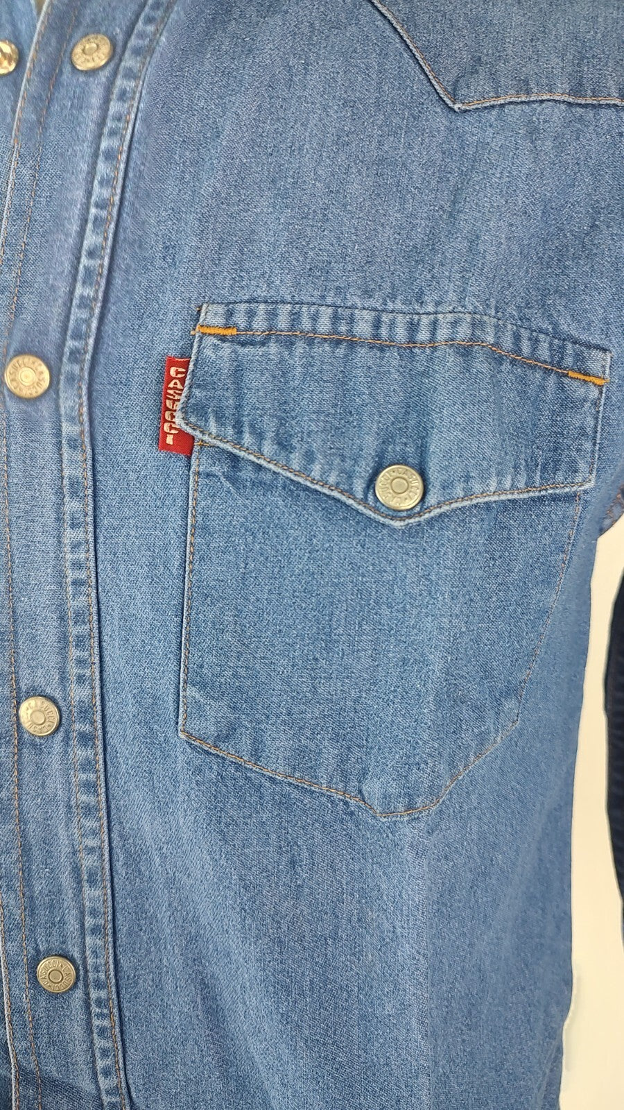 CASUCCI CAMICIA RAGAZZO COTONE TG. L MAN CASUAL VINTAGE SHIRT JEANS DENIM