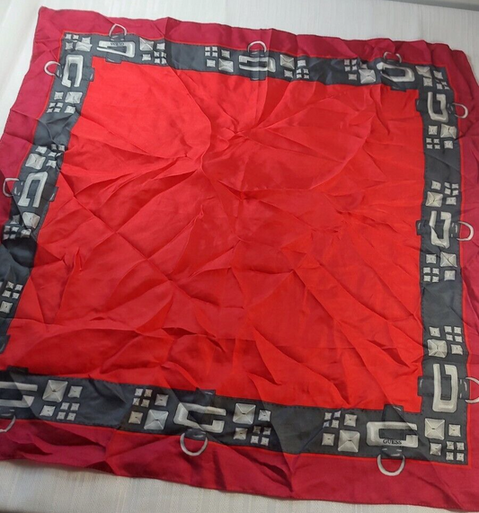 GUESS FOULARD 100% SILK SETA SCARVES SCARF SQUARE MADE IN ITALY