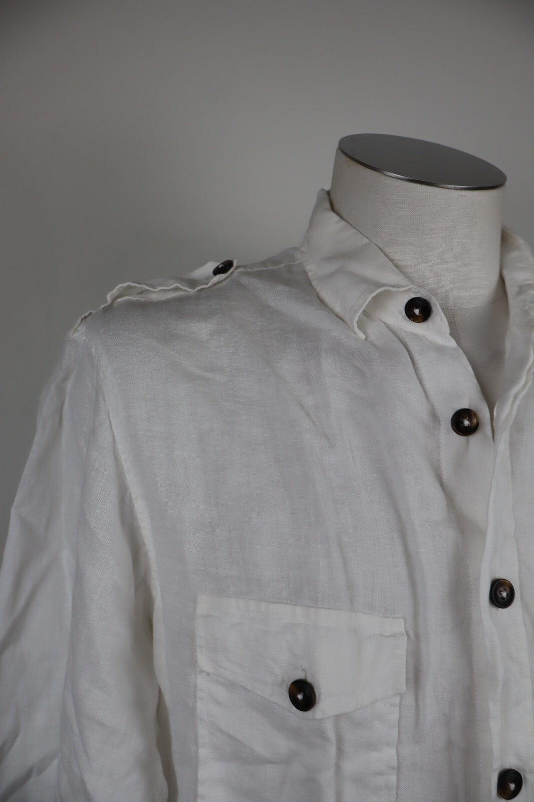 LIU JO CAMICIA UOMO LINO TG. 16 41 MAN CASUAL VINTAGE LINEN SHIRT BIANCO BOTTONI