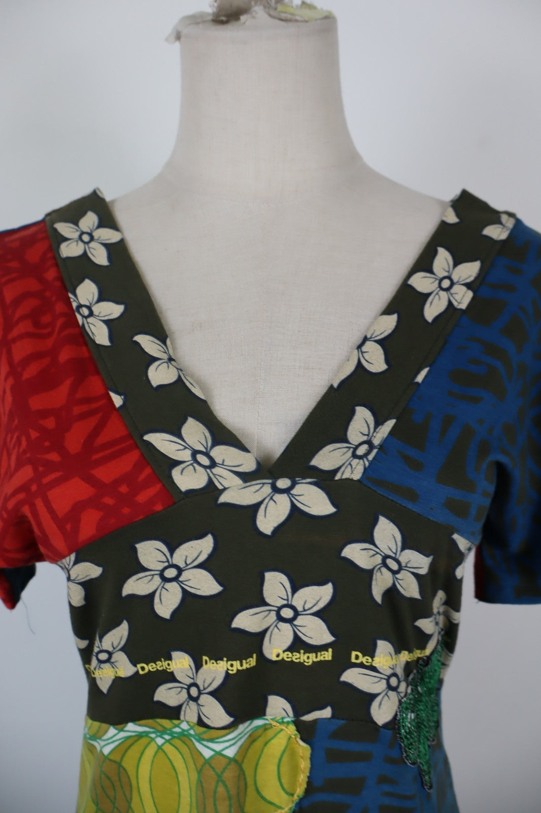 DESIGUAL VESTITO DONNA TG. M WOMAN CASUAL VINTAGE DRESS COTONE