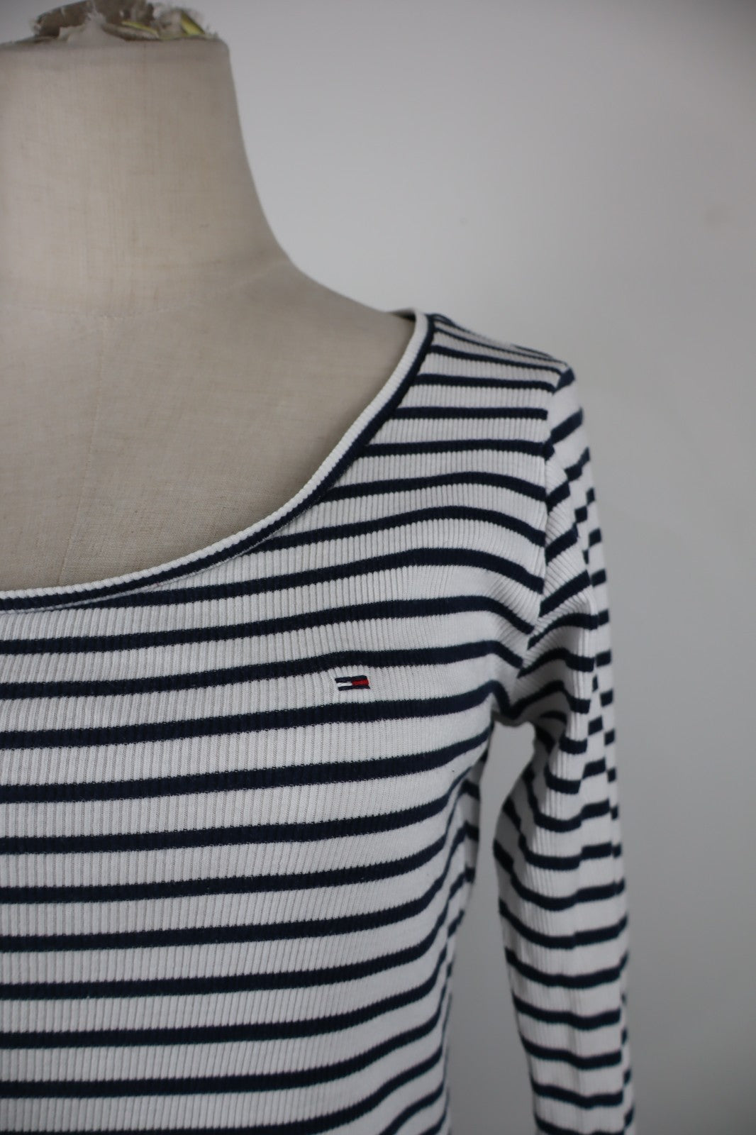 TOMMY JEANS HILFIGER MAGLIA COTONE DONNA L WOMAN CASUAL VINTAGE T-SHIRT A RIGHE