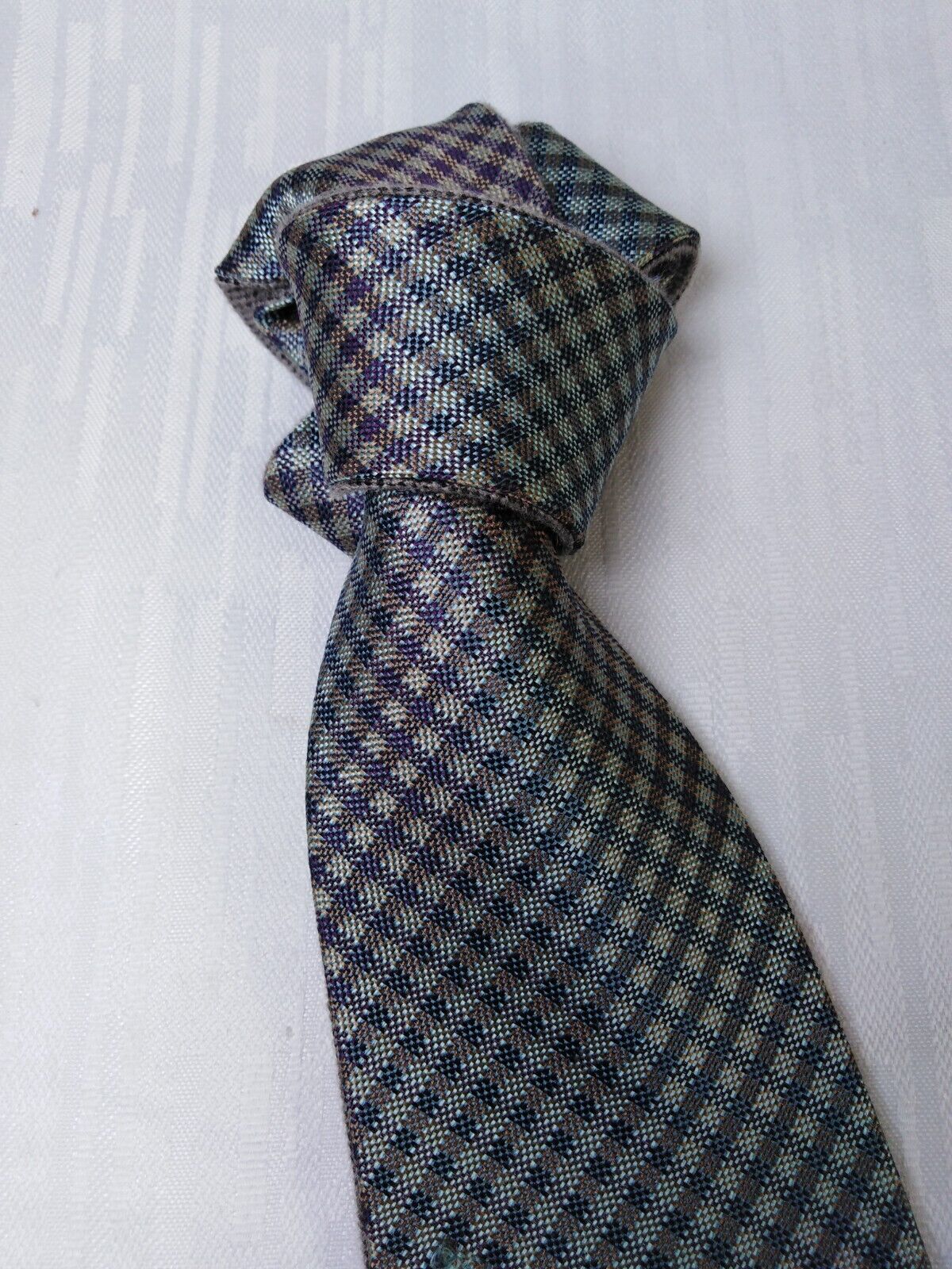 ICEBERG 100% SETA SILK TIE CRAVATTA NECKTIE ITALY VINTAGE DOUBLE-FACE