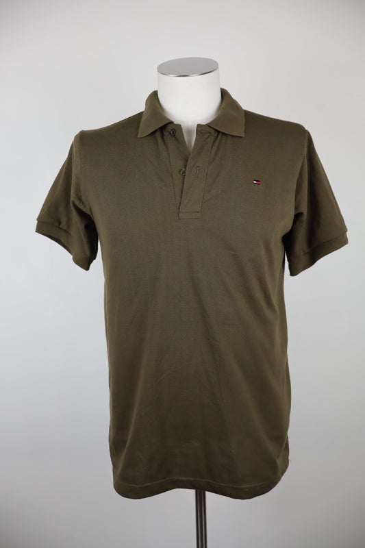 TOMMY HILFIGER  POLO UOMO MAN COTONE TG. L T-SHIRT CASUAL VINTAGE COTONE VERDE