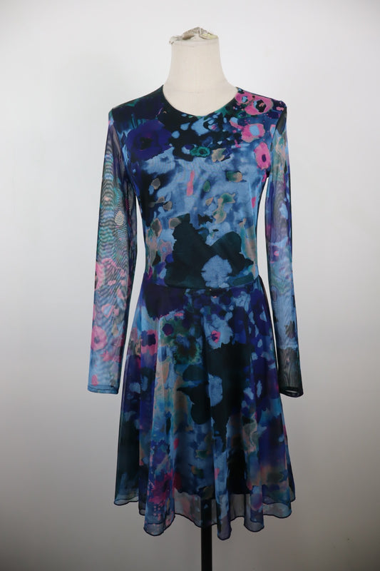 DESIGUAL VESTITO MANICA LUNGA DONNA TG S WOMAN CASUAL VINTAGE DRESS ABITO LOGO