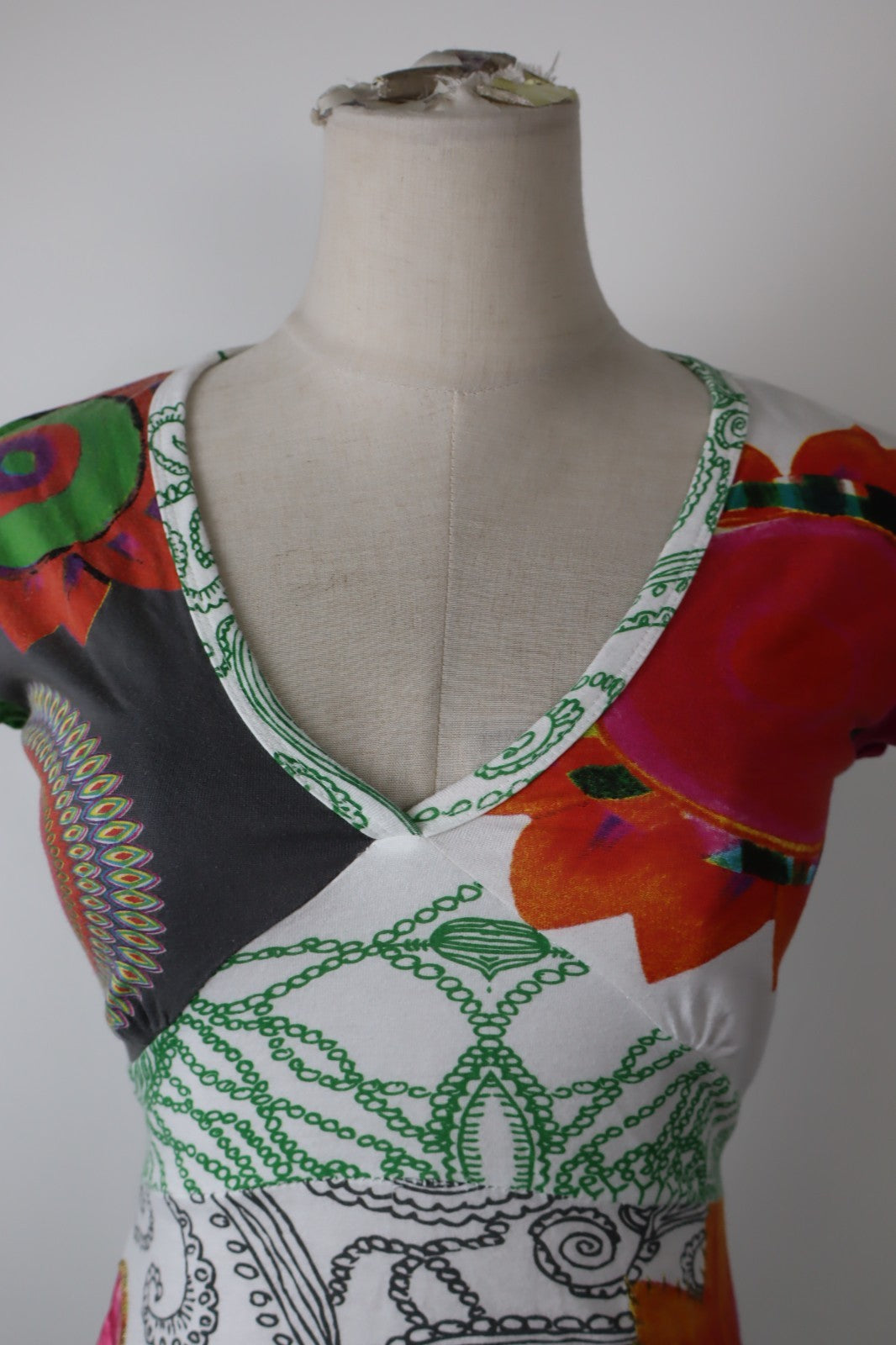 DESIGUAL MAGLIA DONNA TG. XS WOMAN CASUAL VINTAGE T-SHIRT  TOP CANOTTA COTONE