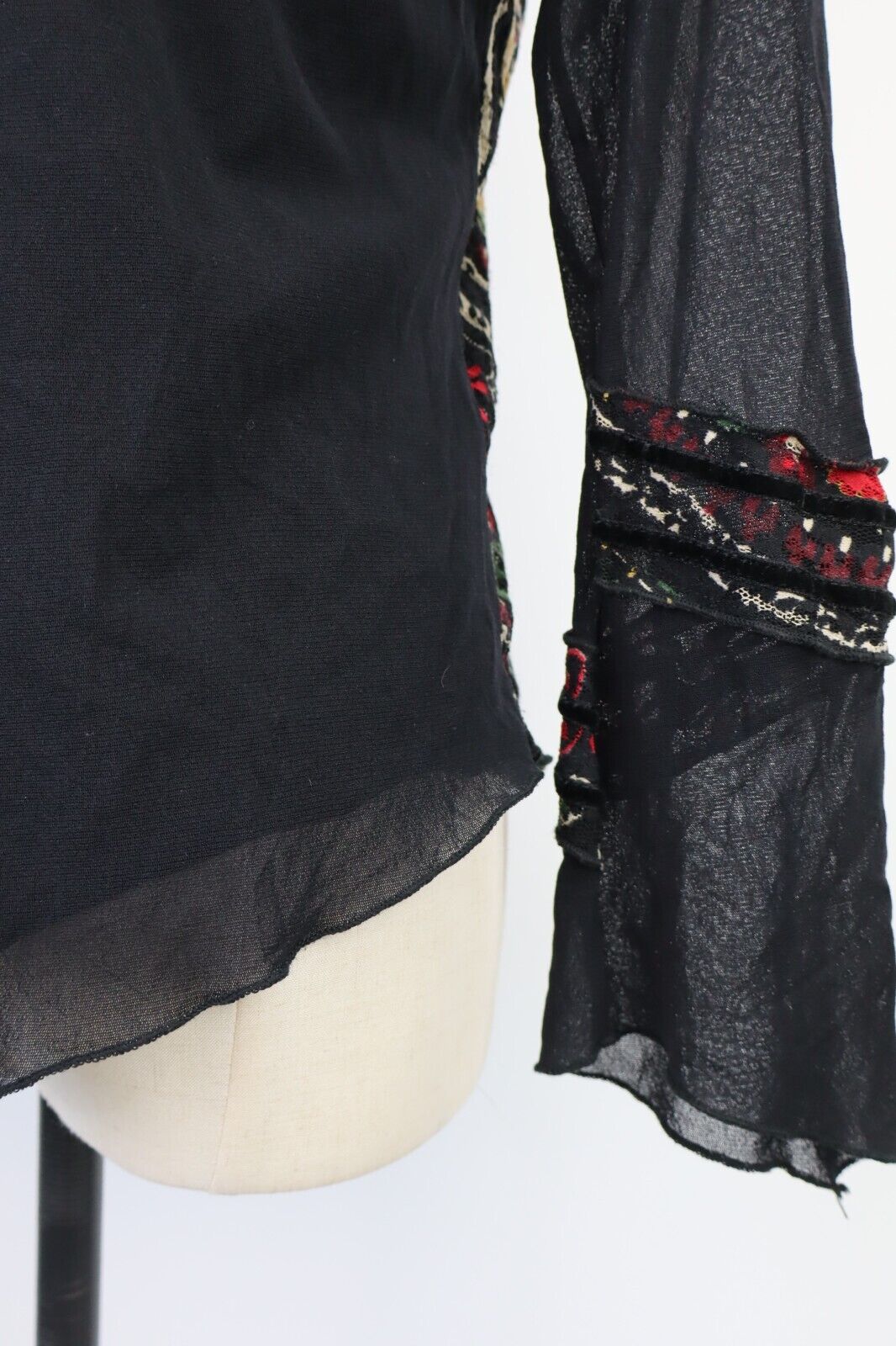 MAGLIA TRASPARENTE VOLANT DONNA M/L WOMAN T-SHIRT INDIE GROOVY Y2K 2000'S