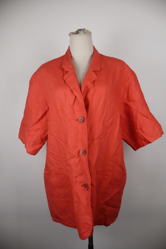 MAX MARA GIACCA BLAZER DONNA Tg 44 WOMAN VINTAGE JACKET LINO LINEN MANICA CORTA