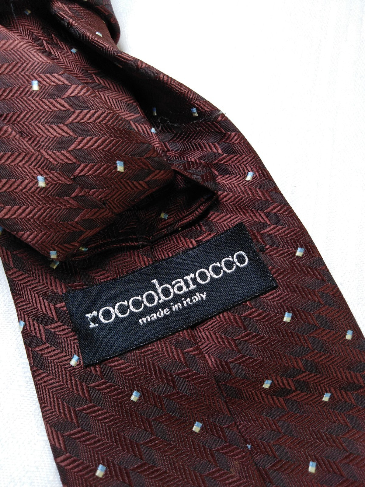 ROCCOBAROCCO 100% SETA SILK TIE CRAVATTA NECKTIE ITALY VINTAGE SELF TIPPED
