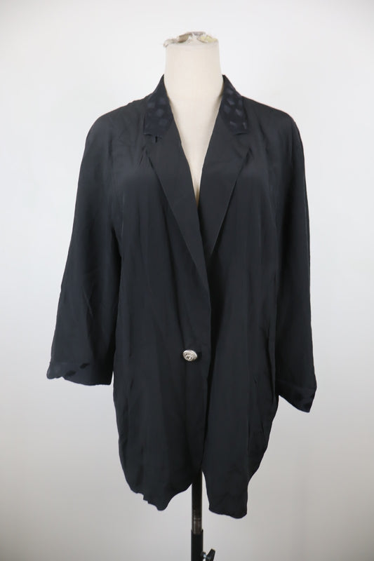 MAX MARA GIACCA BLAZER DONNA Tg XL WOMAN VINTAGE JACKET  SETA SILK UN BOTTONE